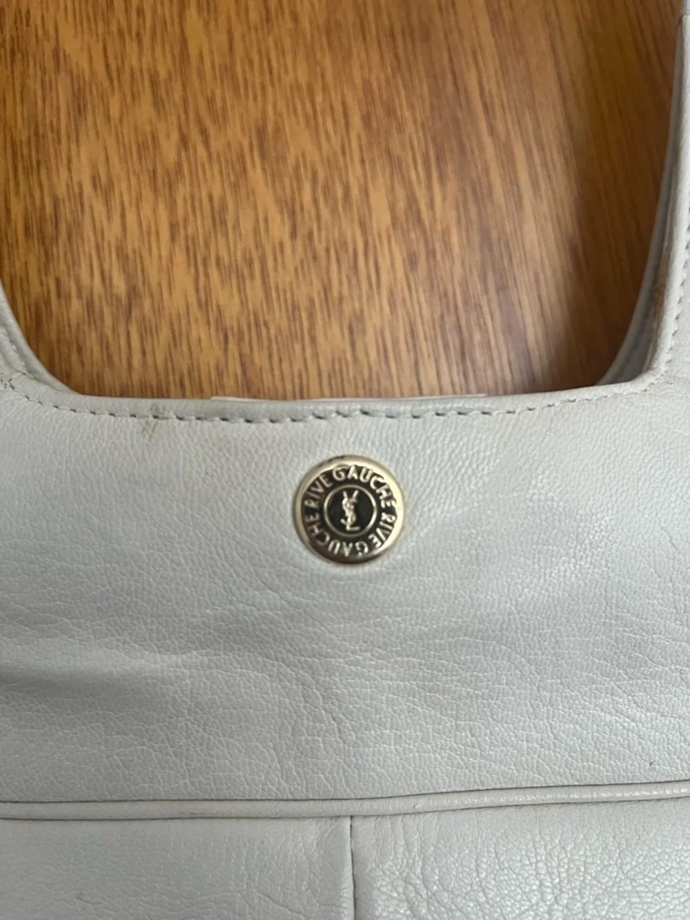 Yves Saint Laurent Mombasa Cream Leather Shoulder Bag with Ivory Handles - Picture 14 of 14